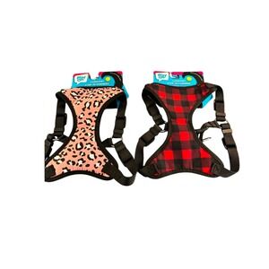 Play On Comfort Step-In Harness Small Pink Leopard Red Buffalo Plaid New 2 Pack